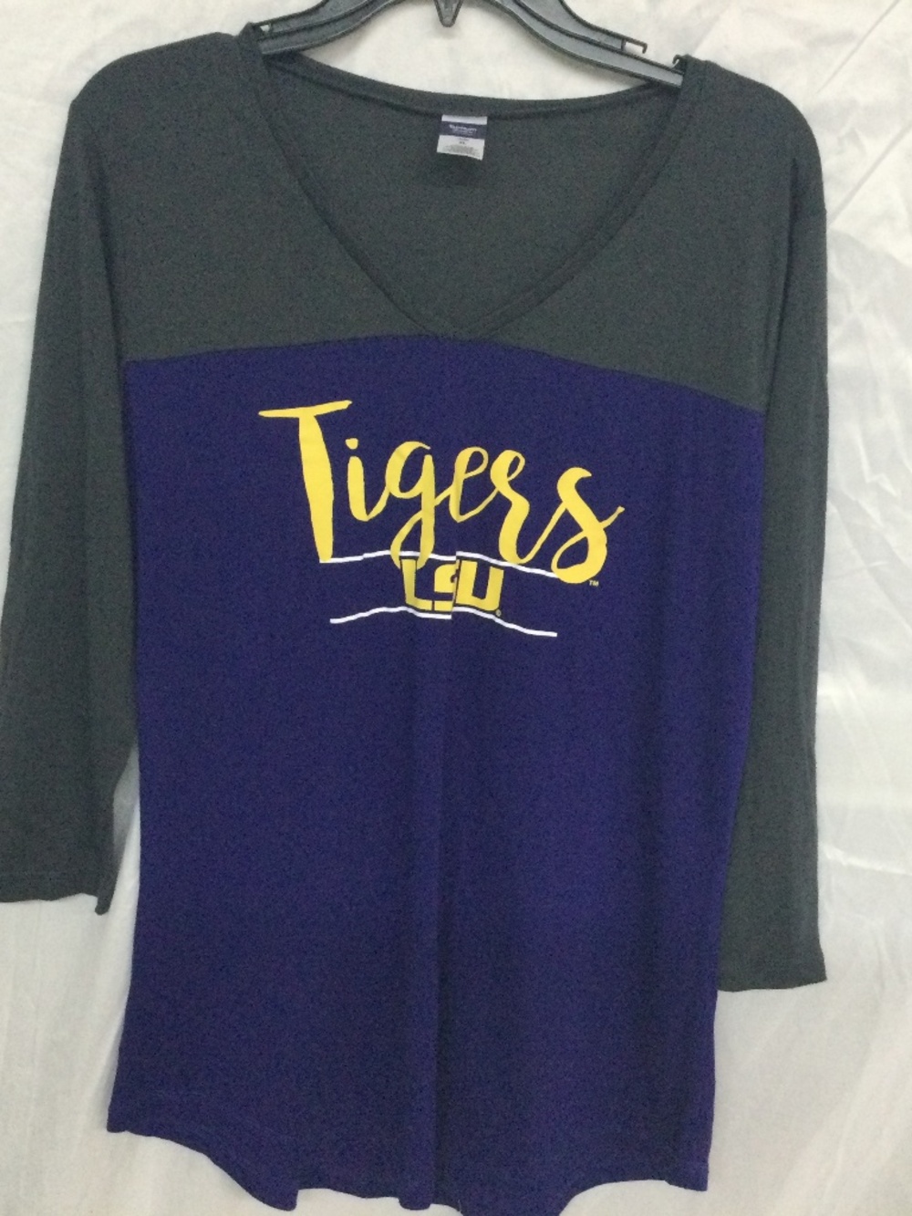 Bottom Drawers 3/4 Sleeve LSU Tigers LS T-Shirt size XL, Super Soft